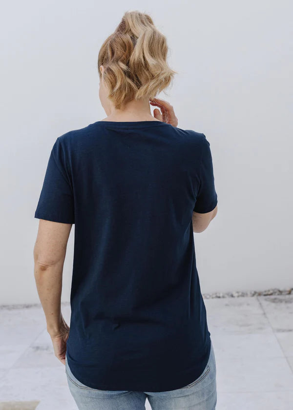 Goondiwindi Cotton V Neck Tee - Navy
