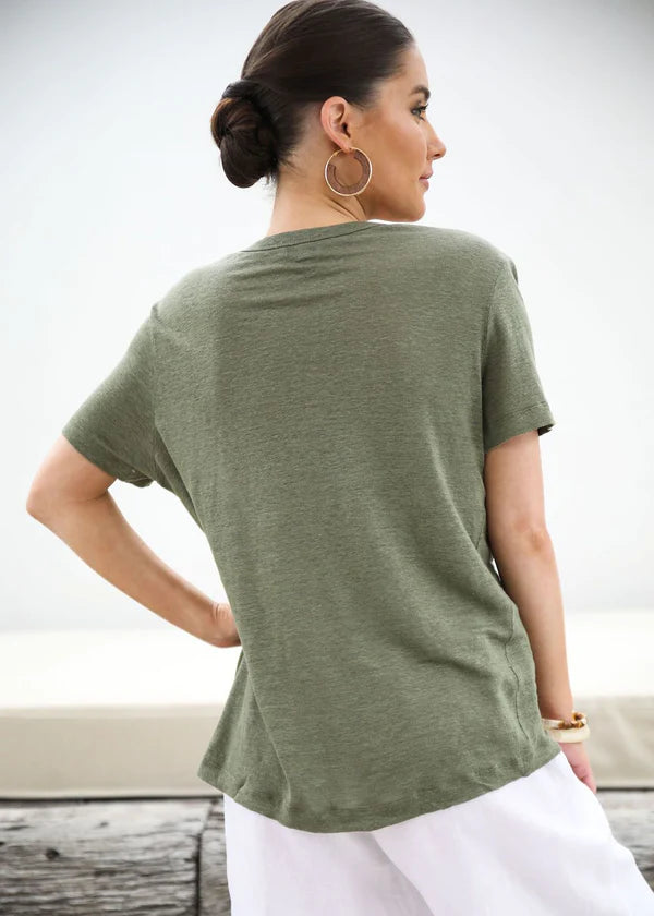Goondiwindi Cotton V Neck Tee - Khaki
