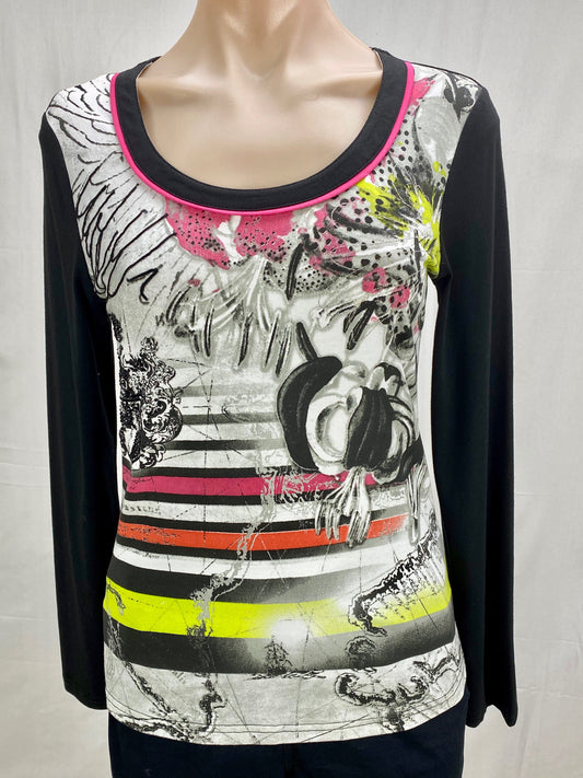 Stripe Print Top - Black