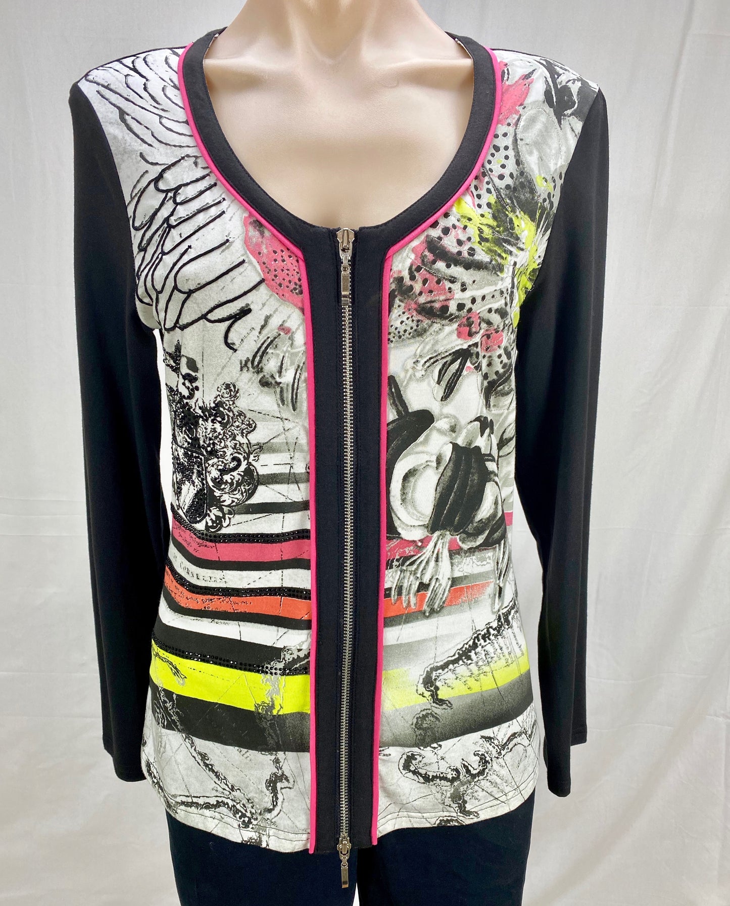 Stripe Print Jacket - Black