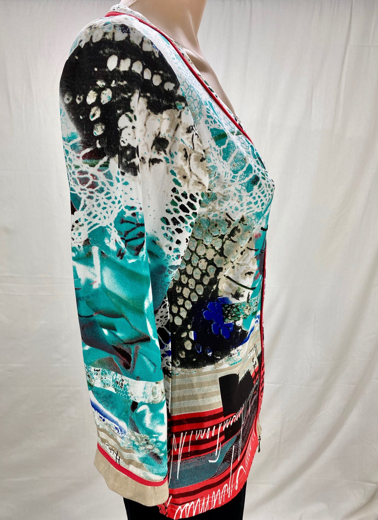 Print Zip Jacket - Aqua