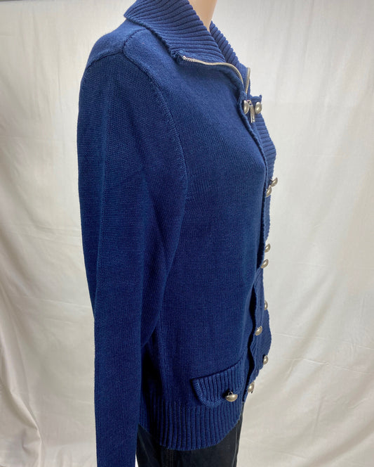 Button Knit Jacket - Navy