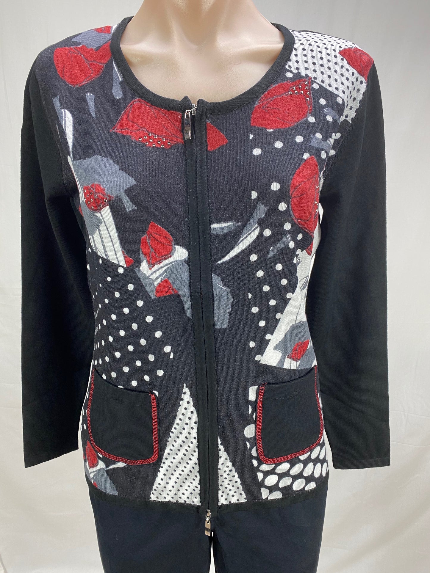 Print Knit Jacket - Black