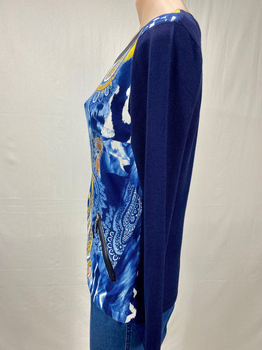 Print Knit Top - Navy