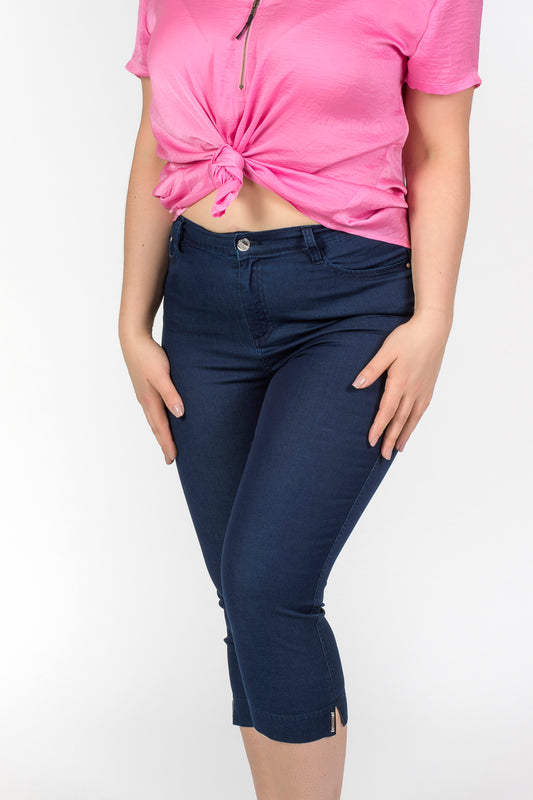 Silver Bar Cuff Capri - Navy