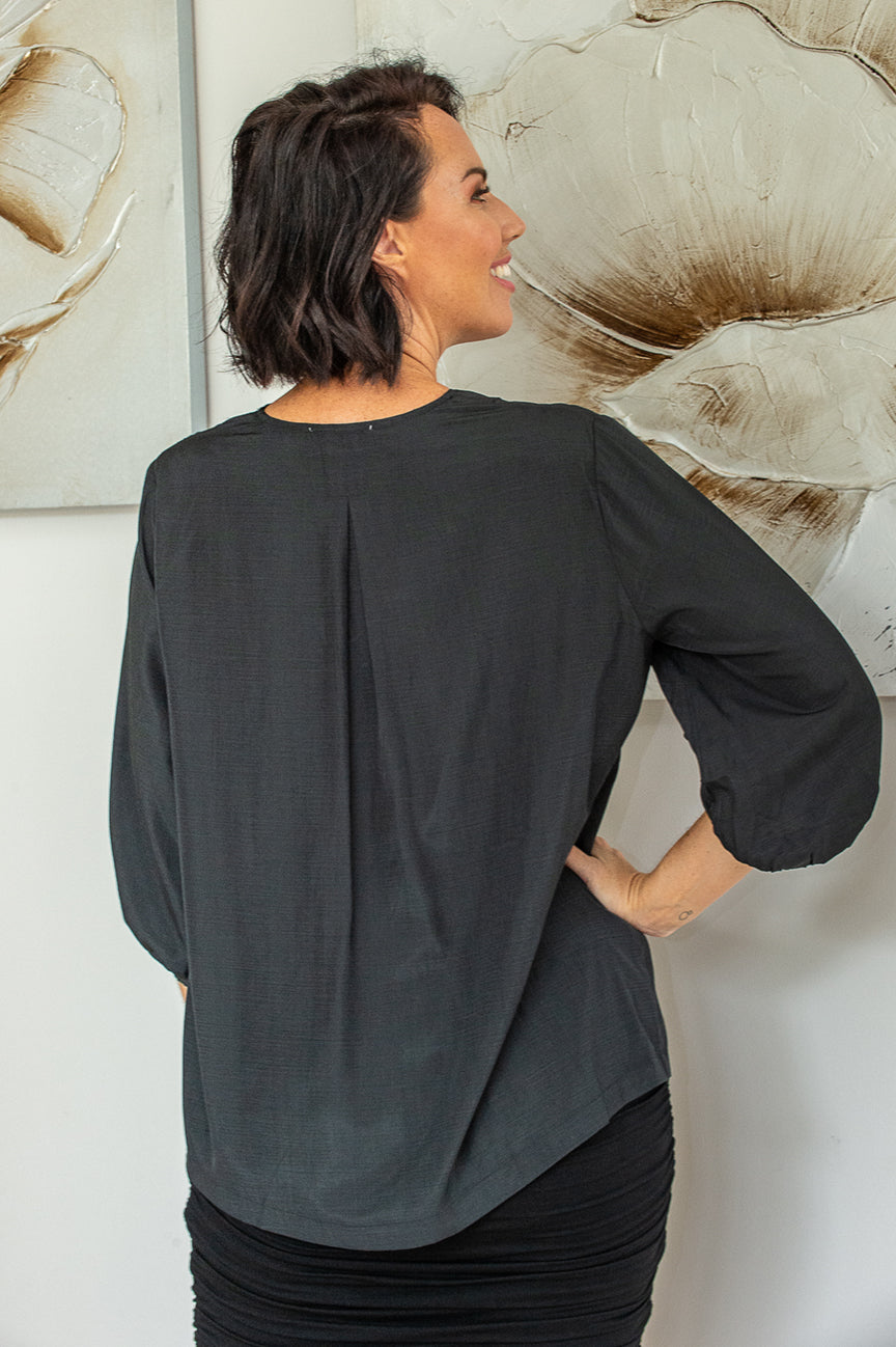 V Neck Top - Black