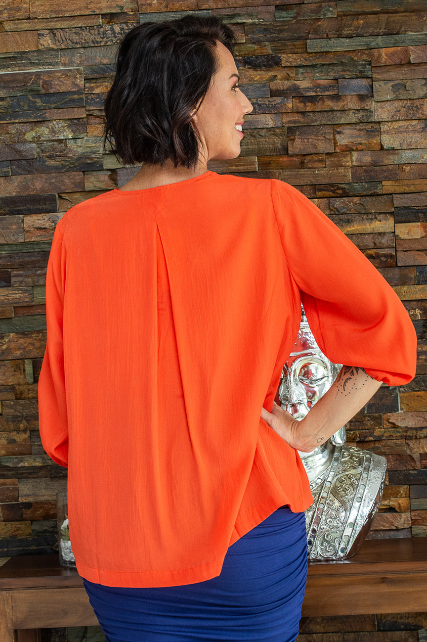V Neck Top - Orange