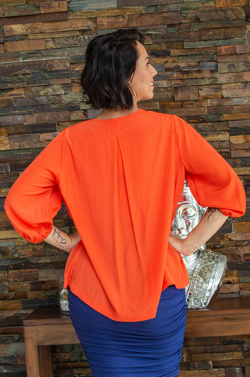 V Neck Top - Orange