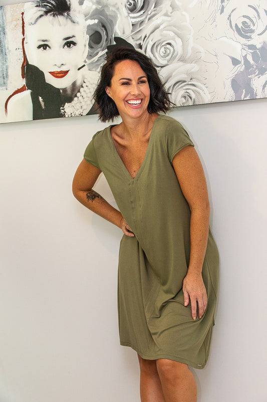 Back Strap Dress - Khaki