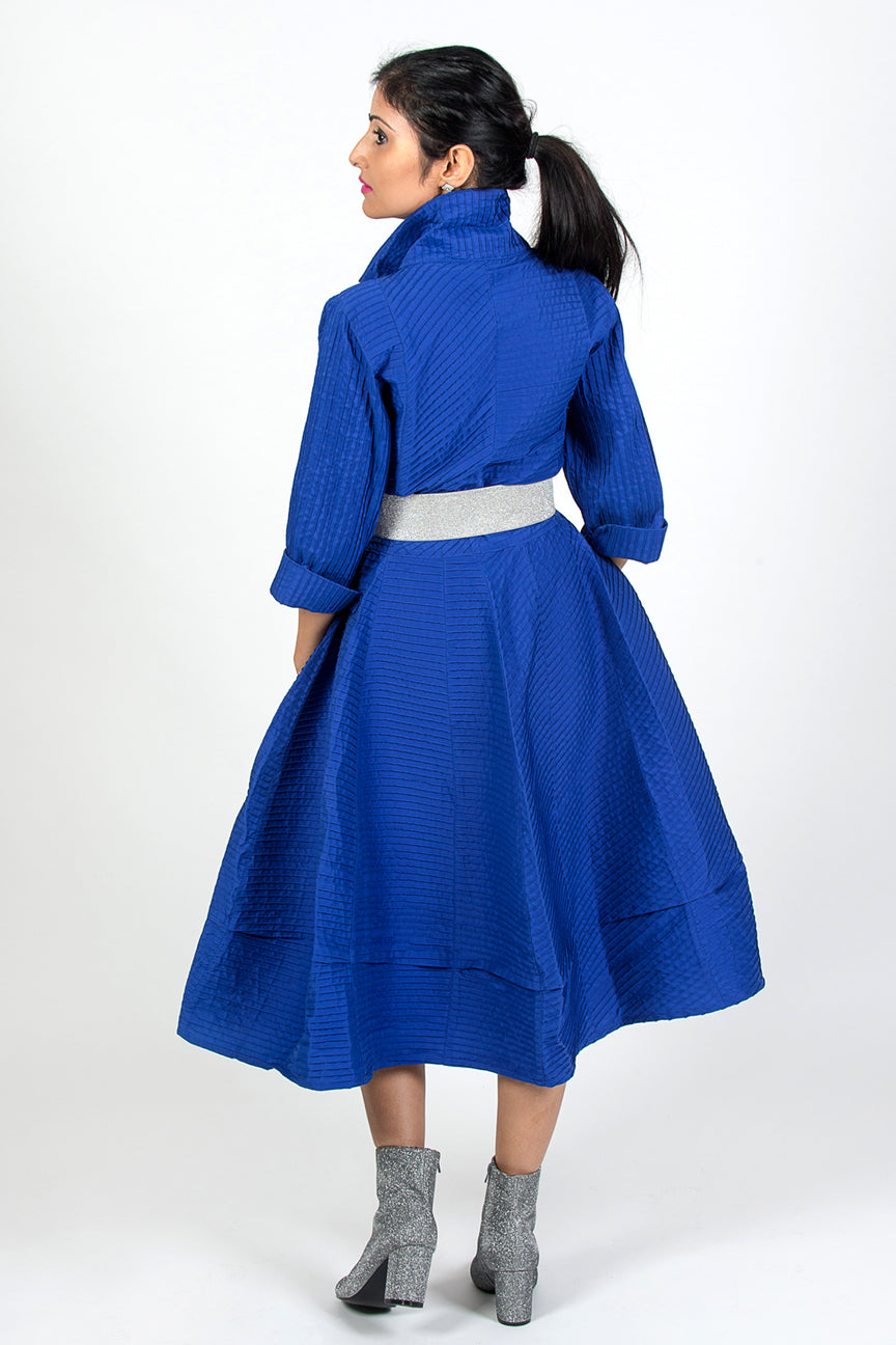 Pintuck Dress - Cobalt