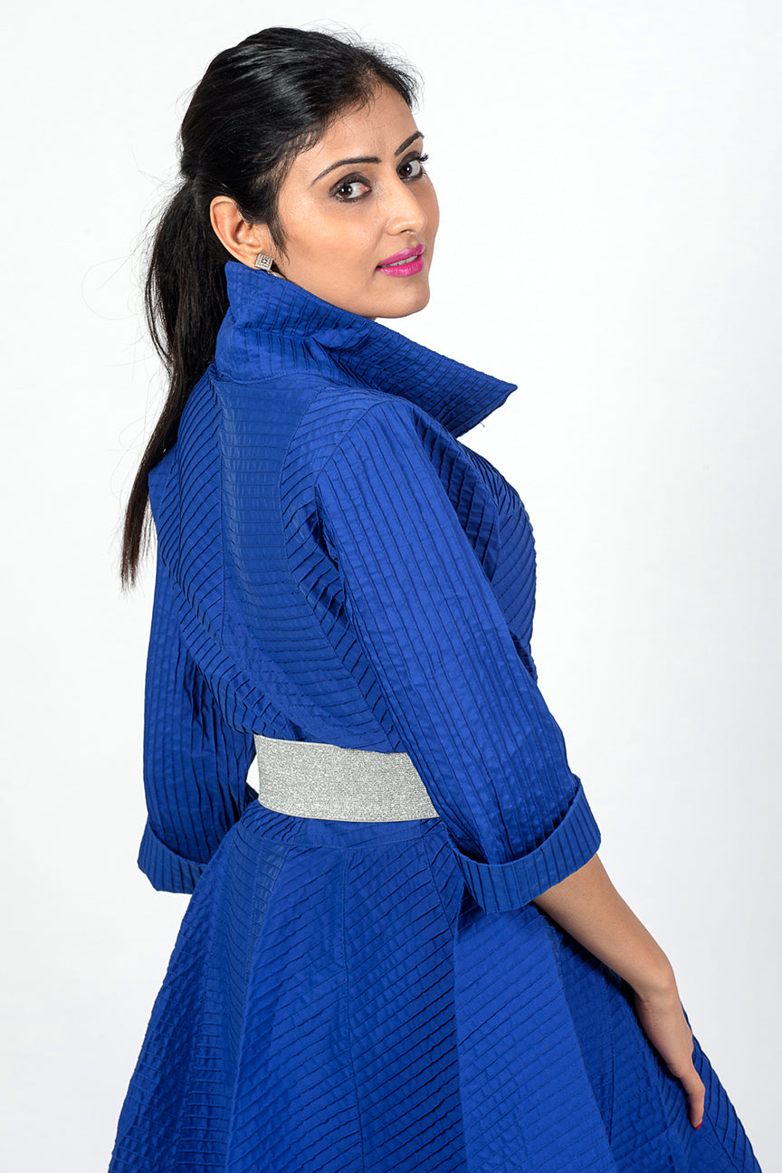 Pintuck Dress - Cobalt