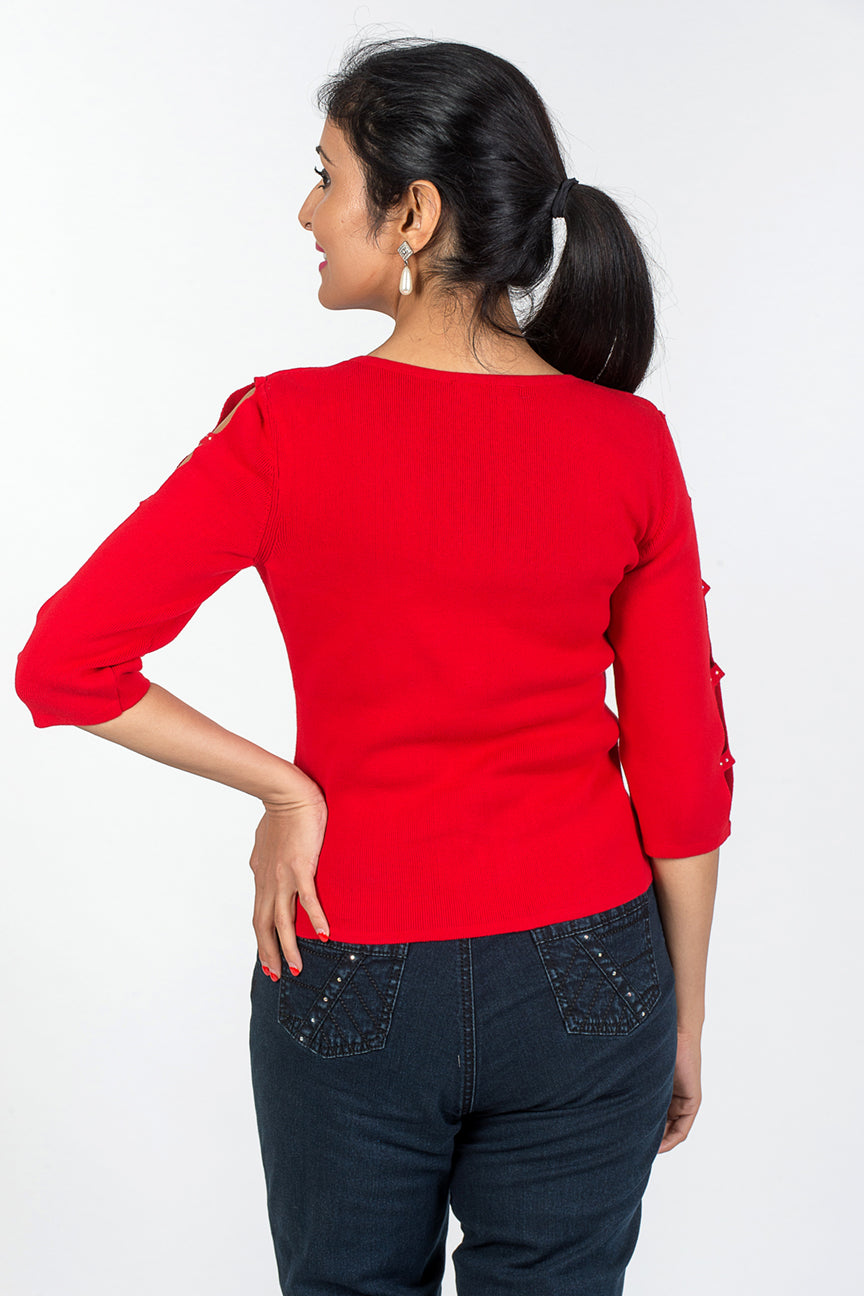 Open Sleeve Knit - Red