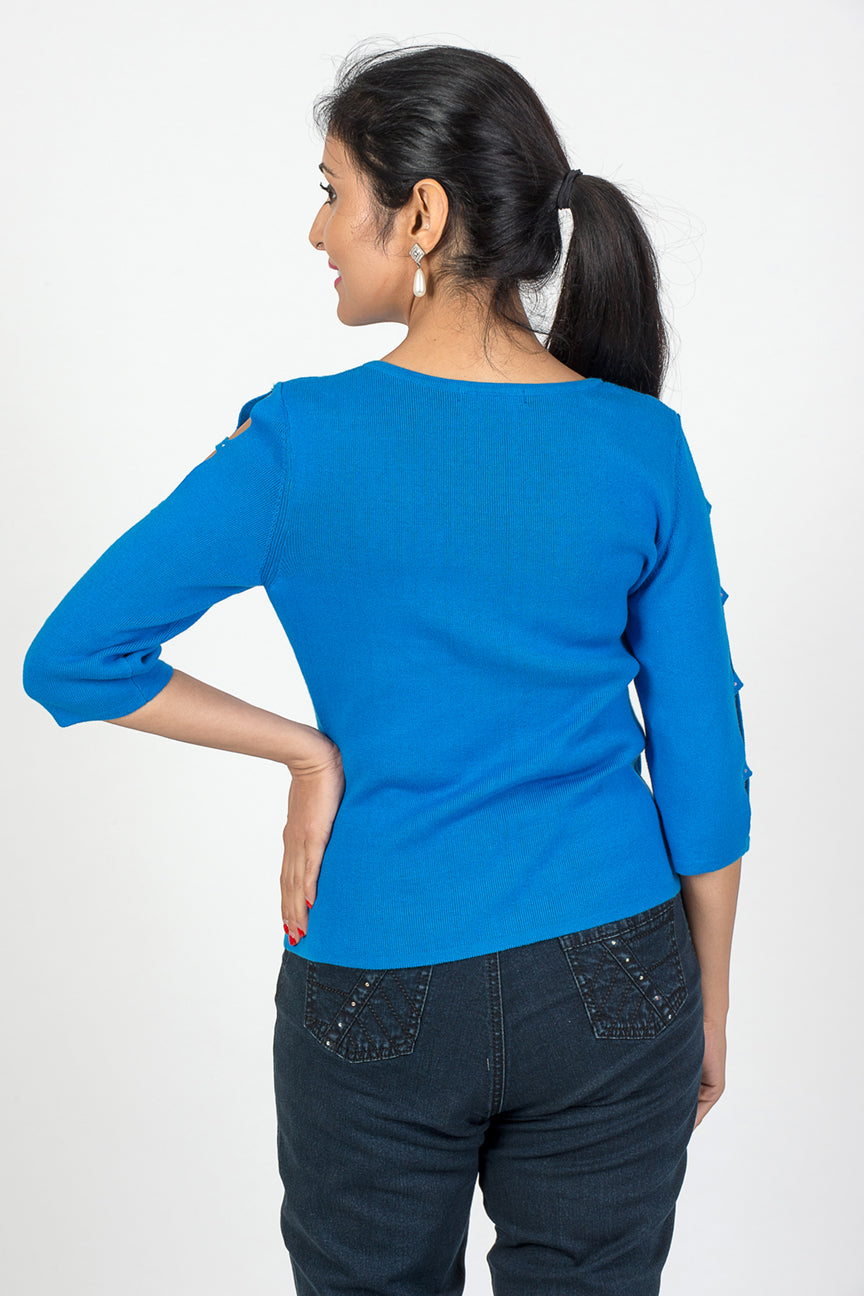 Open Sleeve Knit - Blue