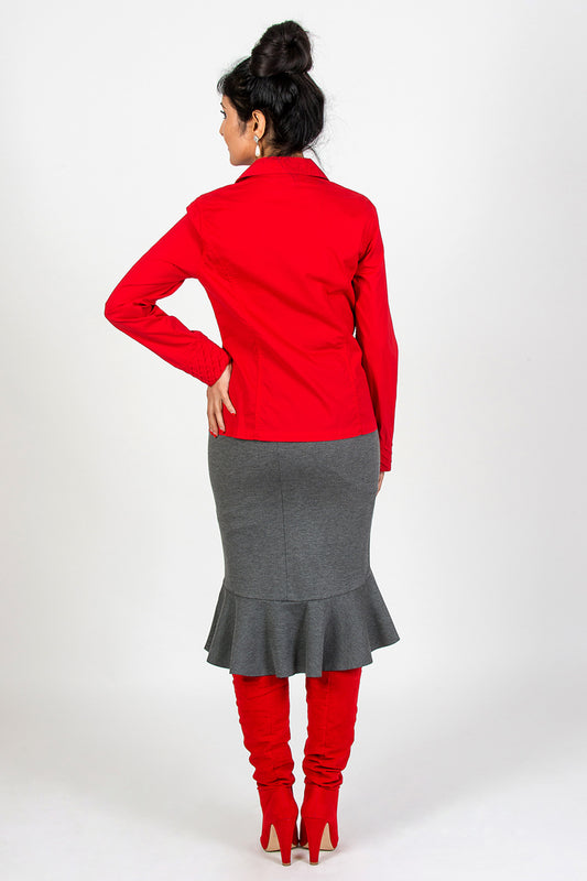 Frill Ponte Skirt - Grey