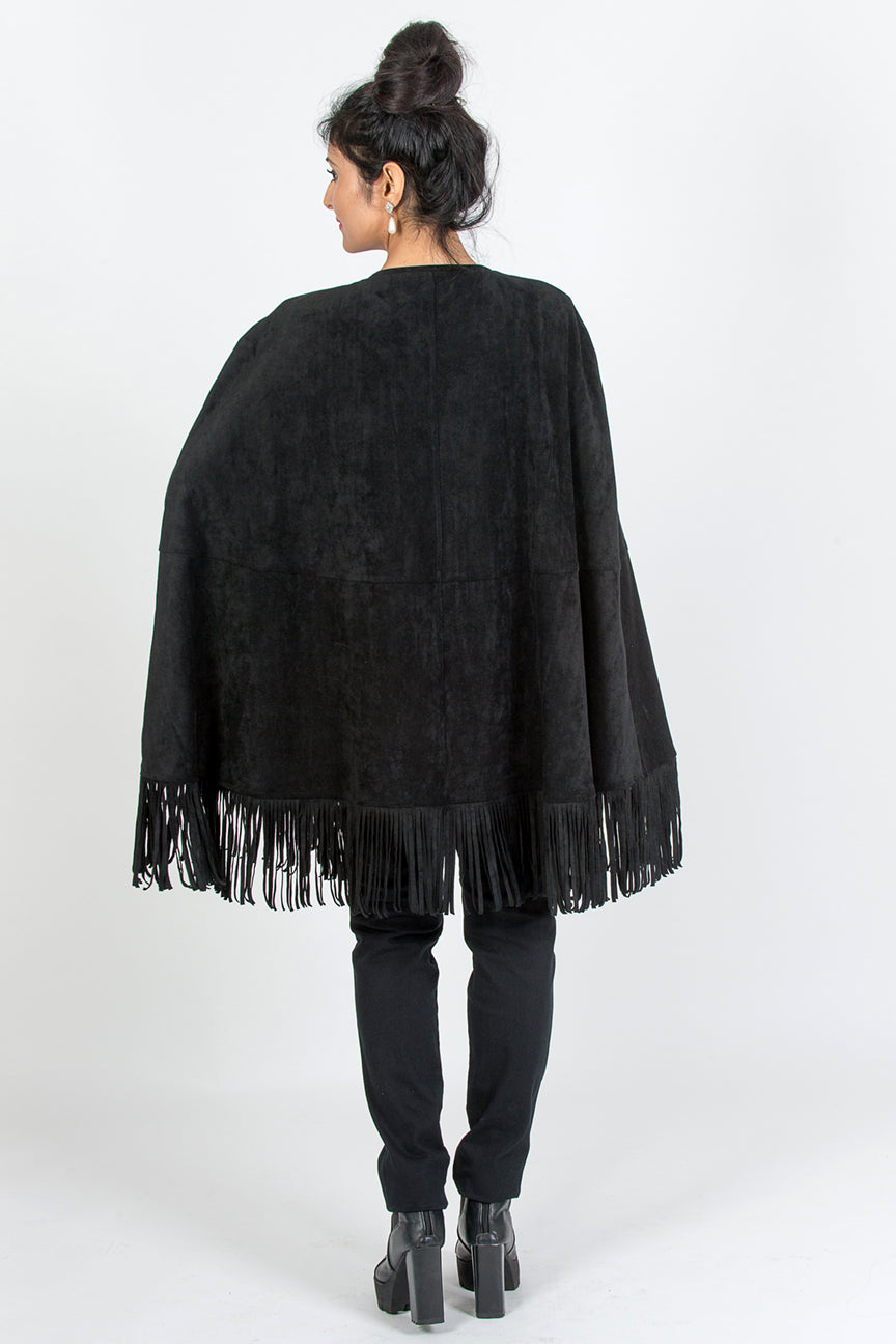 Tassel Suede Cape Black