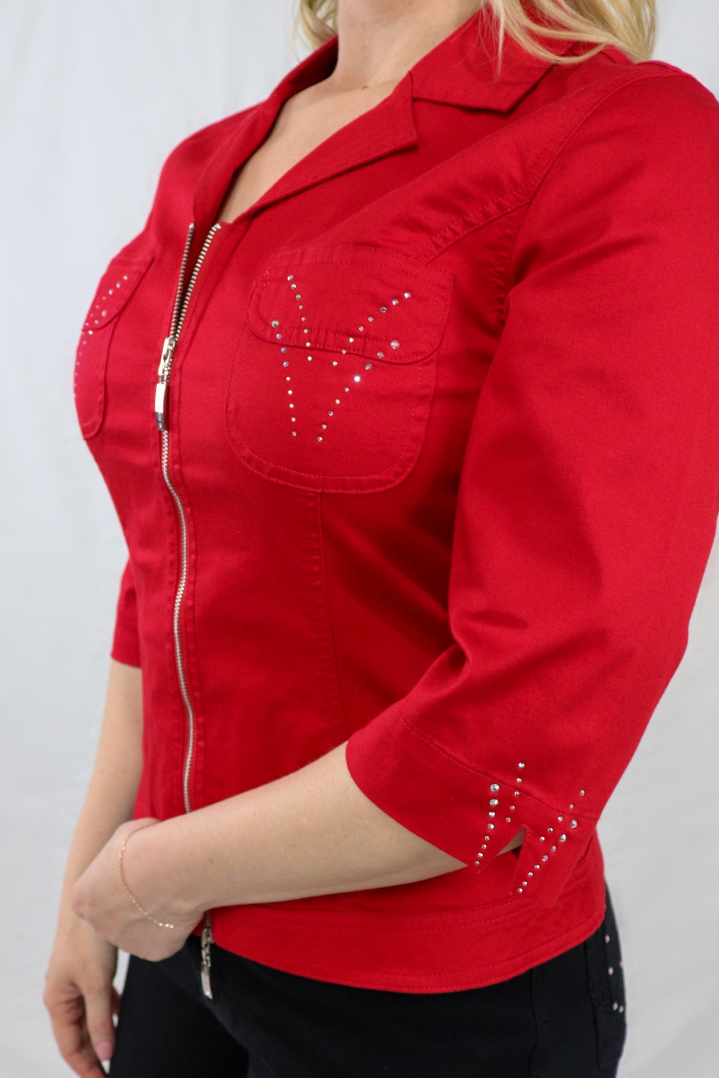 Diamonte Pocket Jacket - Red