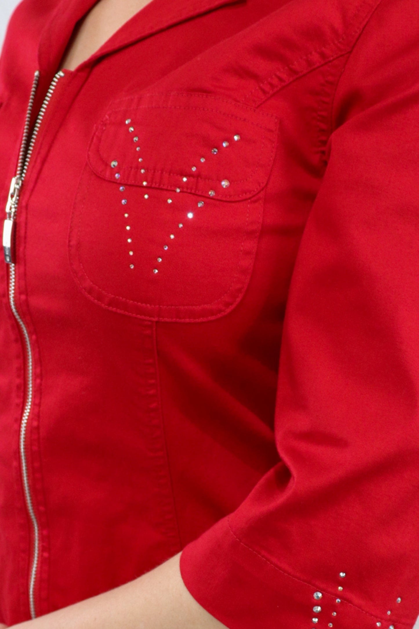 Diamonte Pocket Jacket - Red