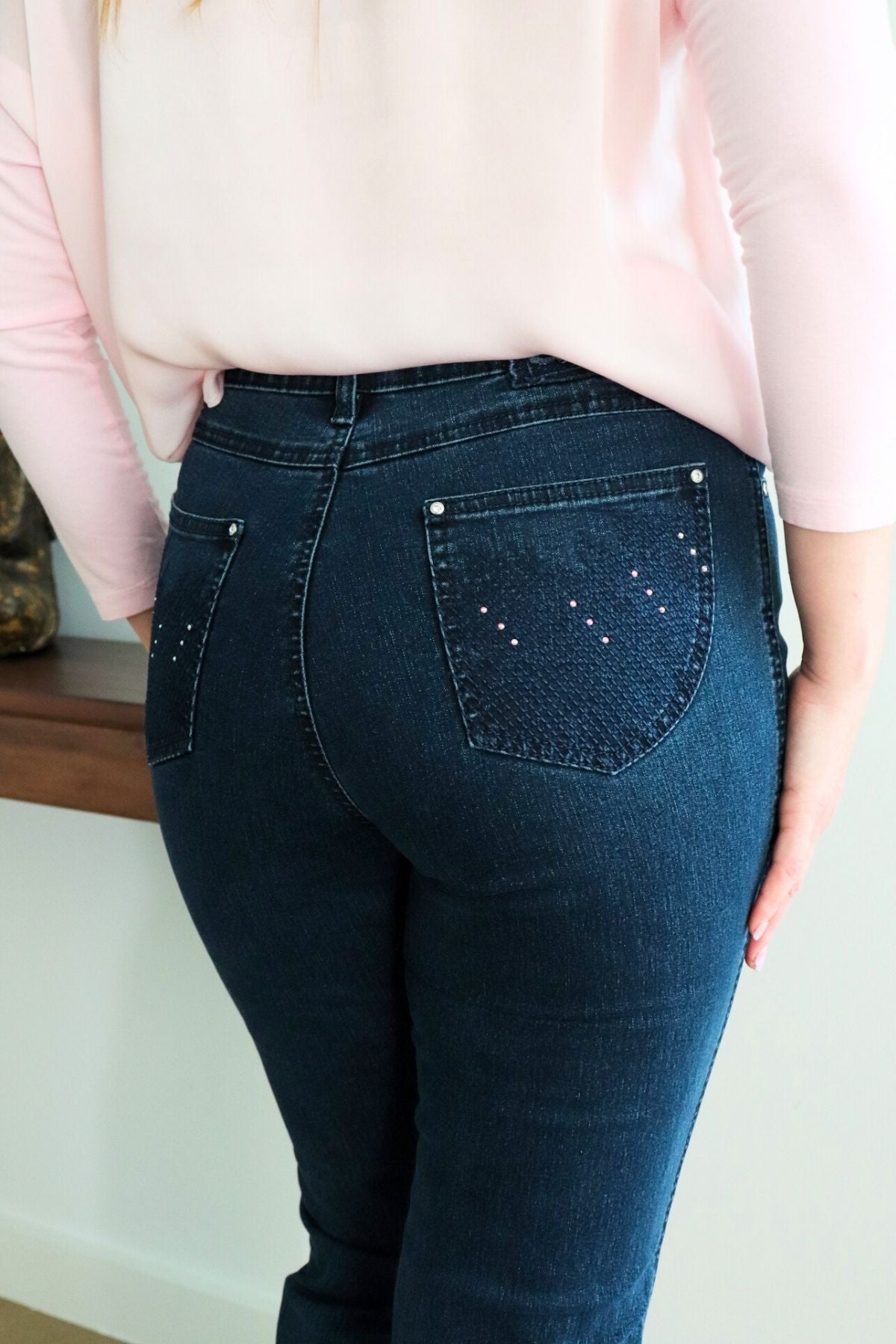 Stitch Bling Pocket Jeans - Denim