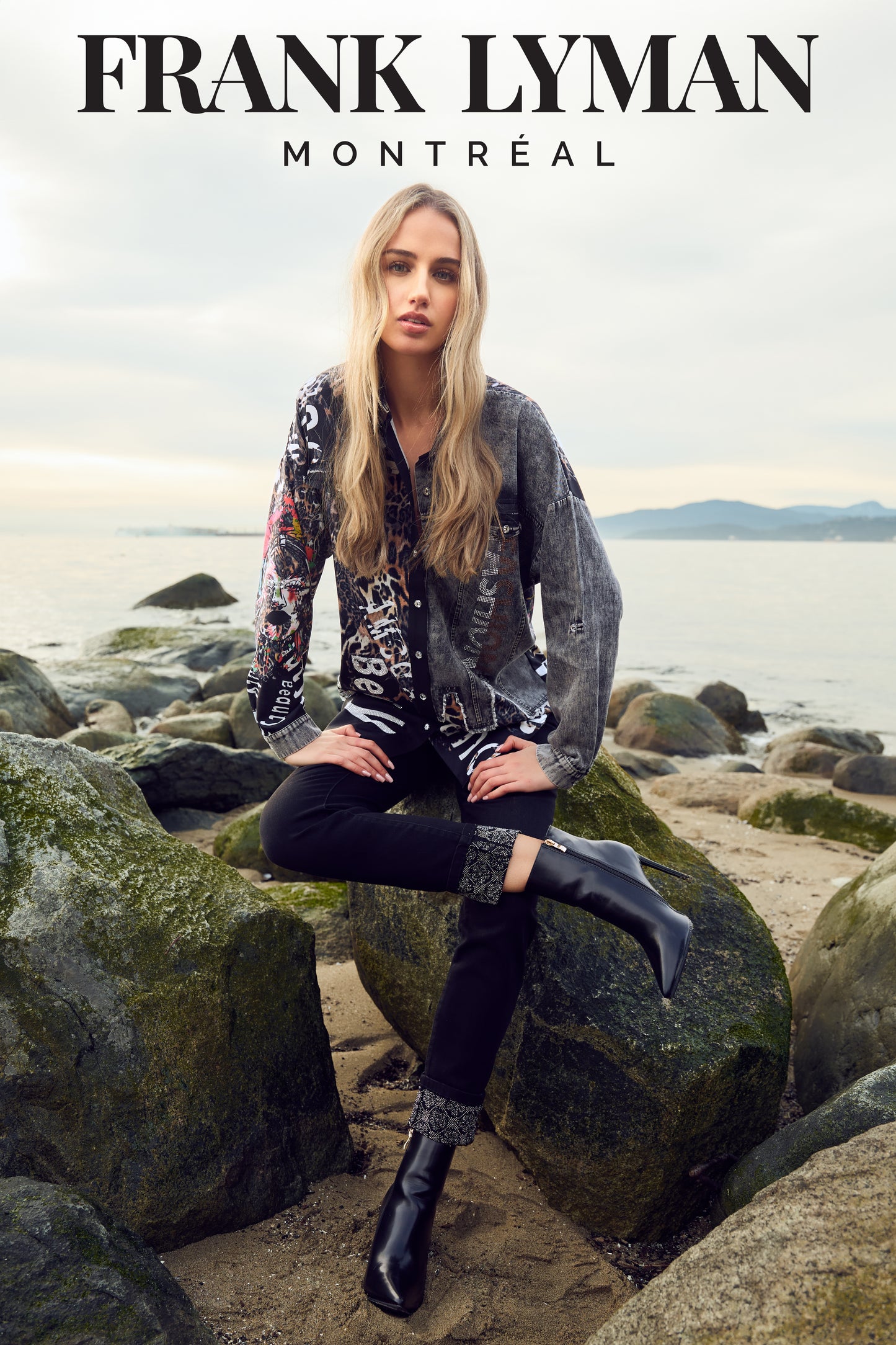 Frank Lyman Animal Print Long Sleeve Shirt