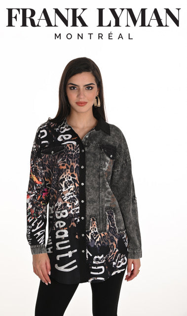 Frank Lyman Animal Print Long Sleeve Shirt