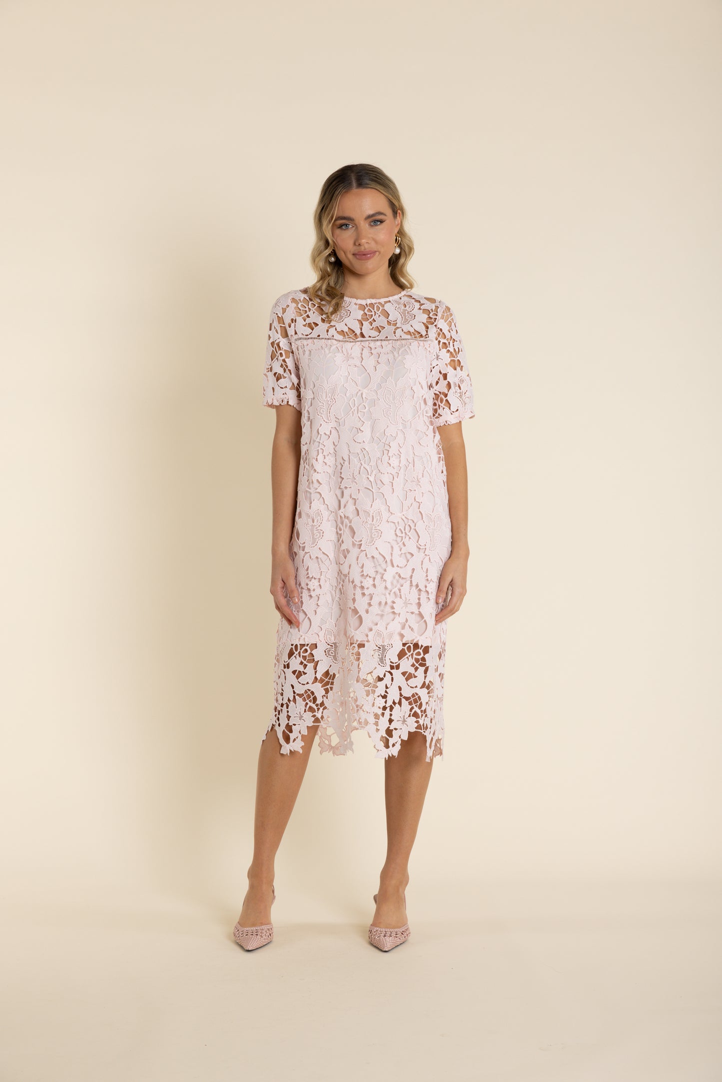 Two T's Guipure Lace Dress - Raspberry