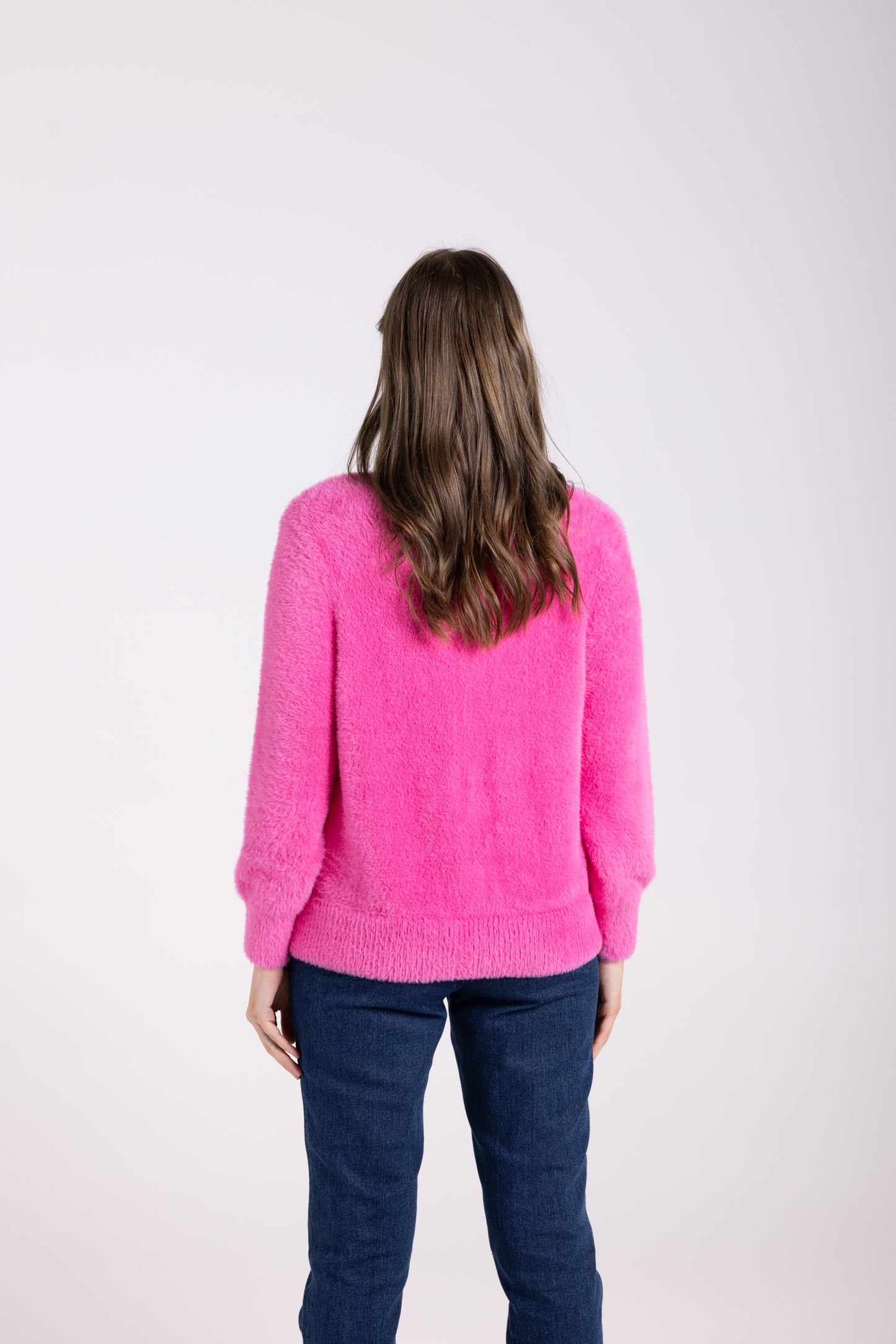 Two T's Fluffy Cardigan - Bright Pink
