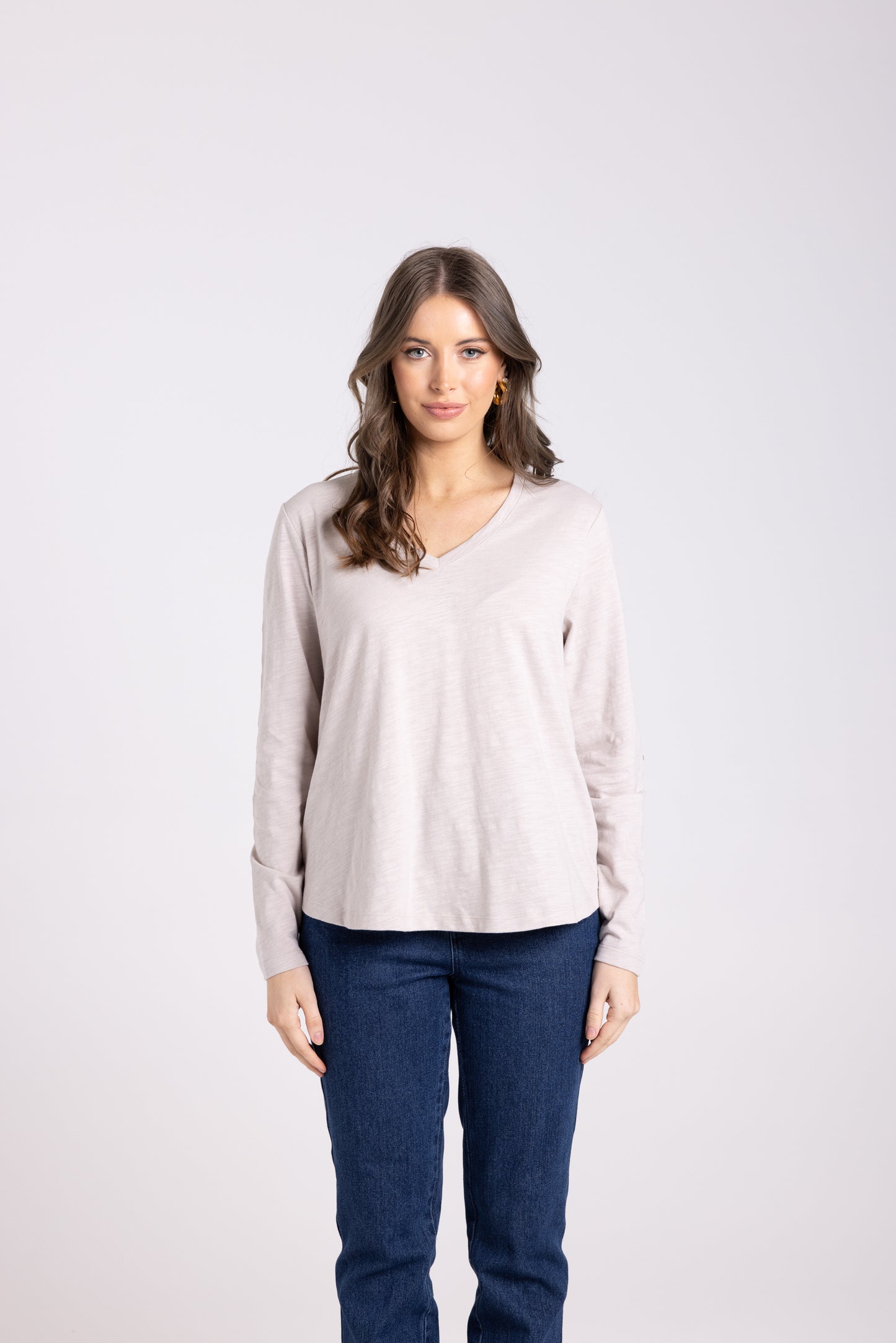 Two T's V Neck Top - Biscot