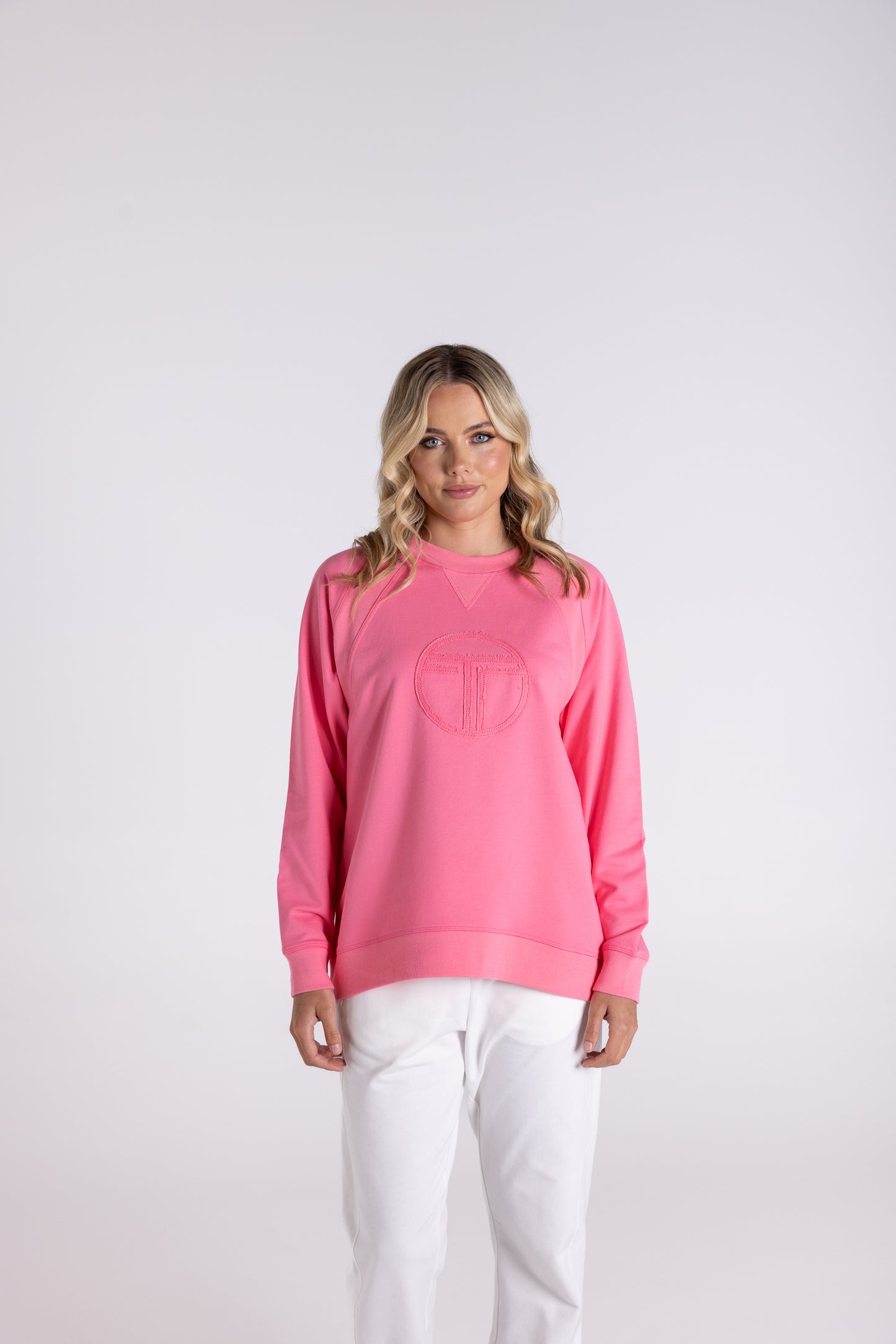 Two T's Raw Logo Sweater - Flamingo