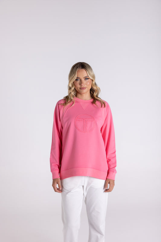 Two T's Raw Logo Sweater - Flamingo