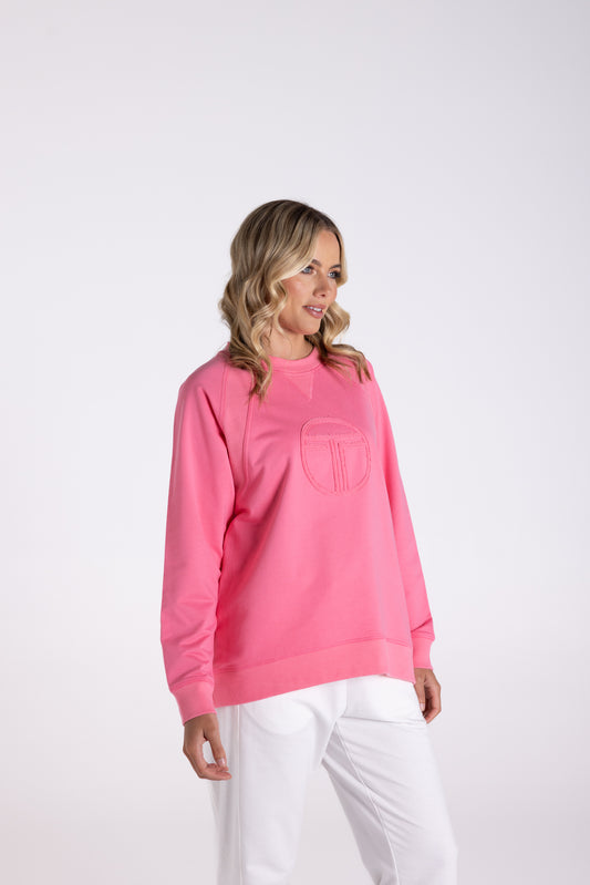 Two T's Raw Logo Sweater - Flamingo