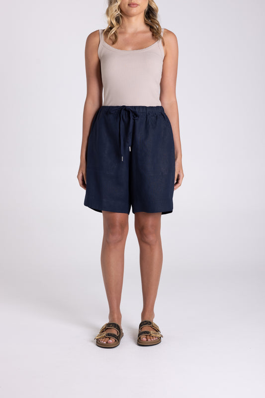 Two T's Linen Short - French Navy