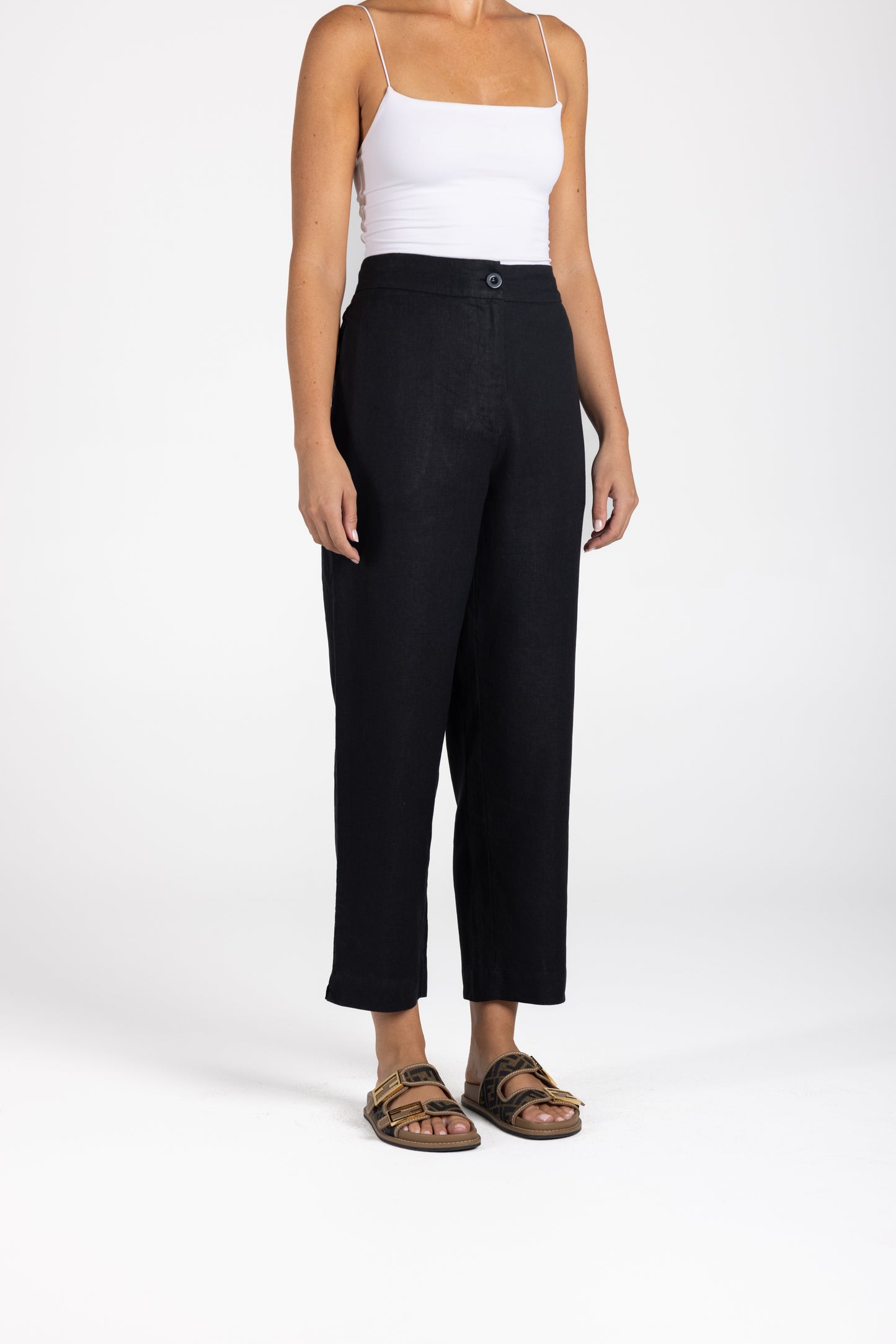 Two T's Linen 7/8 Pant - Black