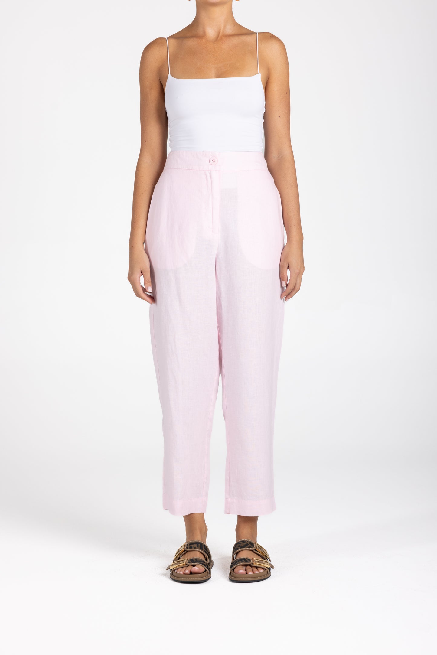 Two T's Linen 7/8 Pant - Pink
