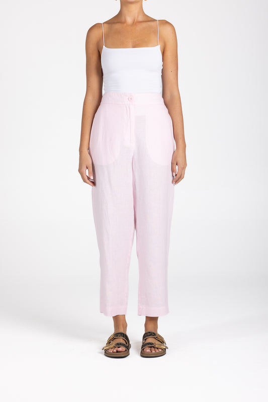 Two T's Linen 7/8 Pant - Pink
