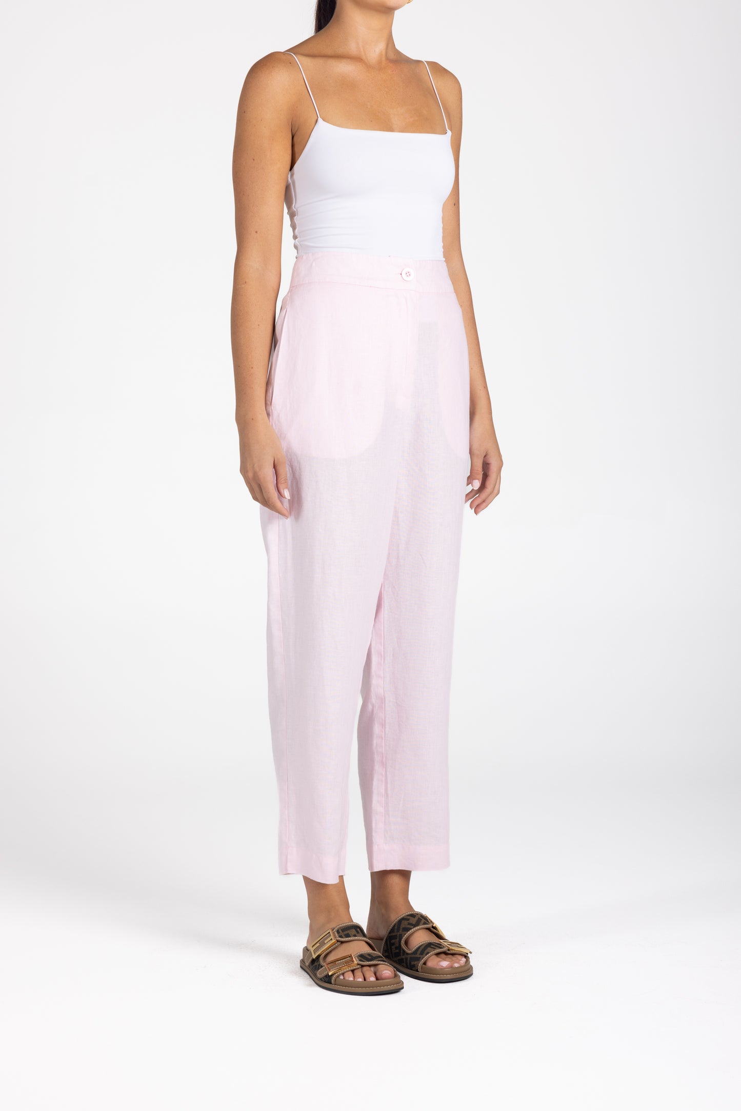 Two T's Linen 7/8 Pant - Pink