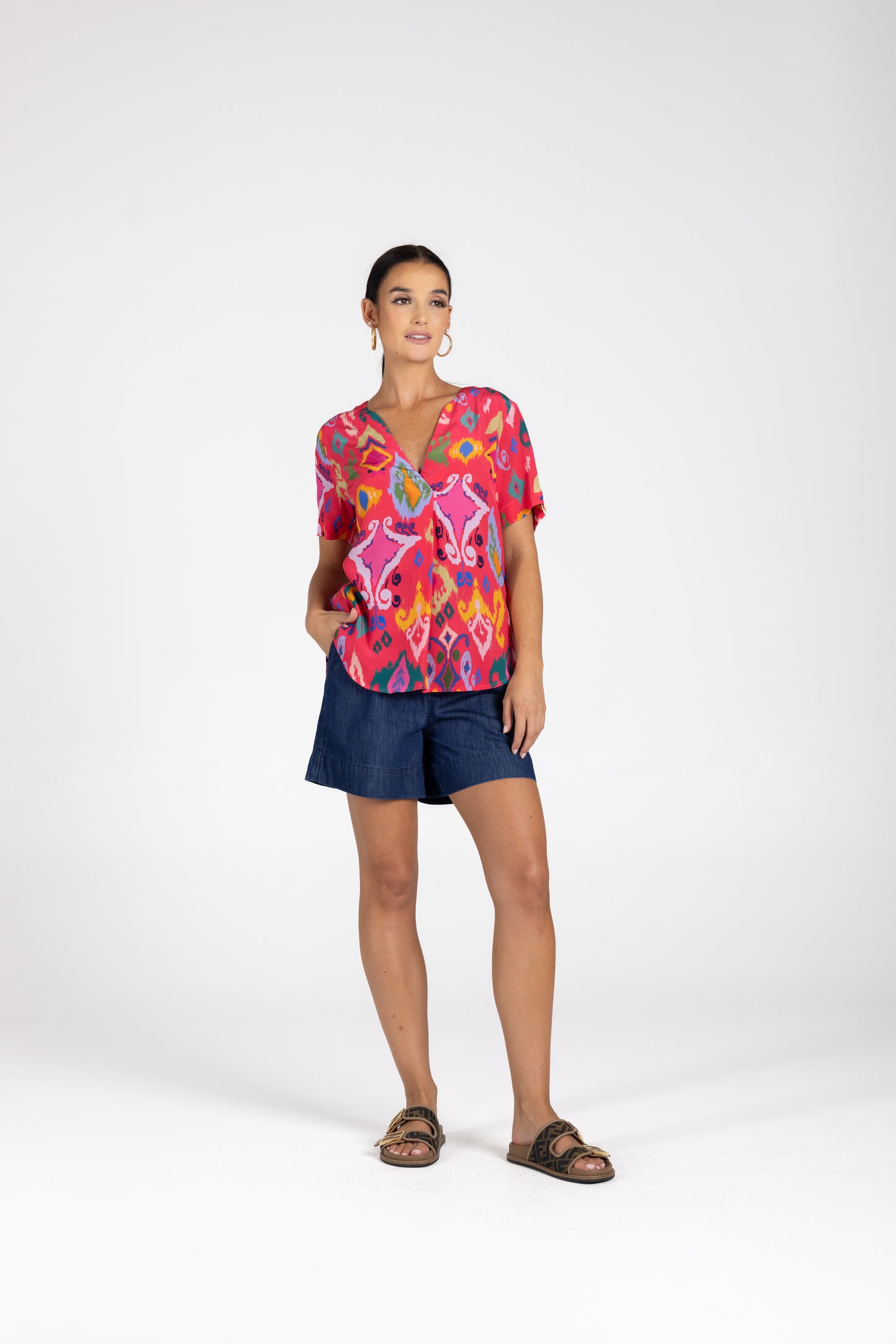 Two T's Ikat Print Top