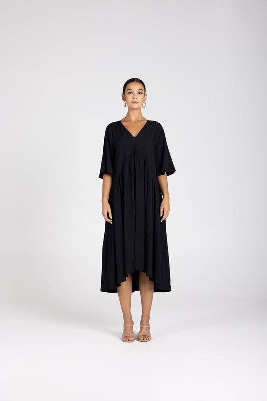 Two T's V-Neck Dress - Black