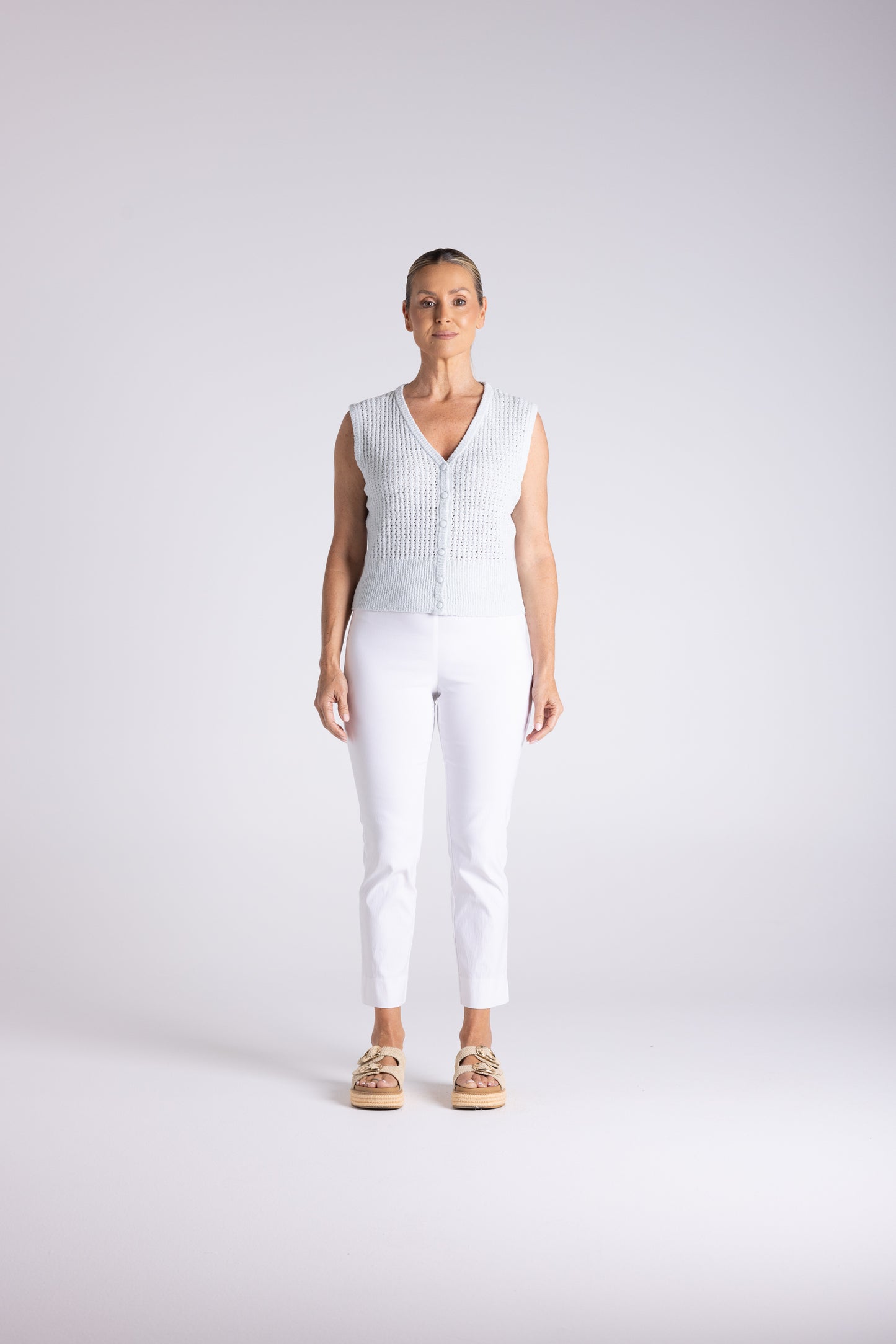 Two T's Boucle Knitted Vest - Seafoam