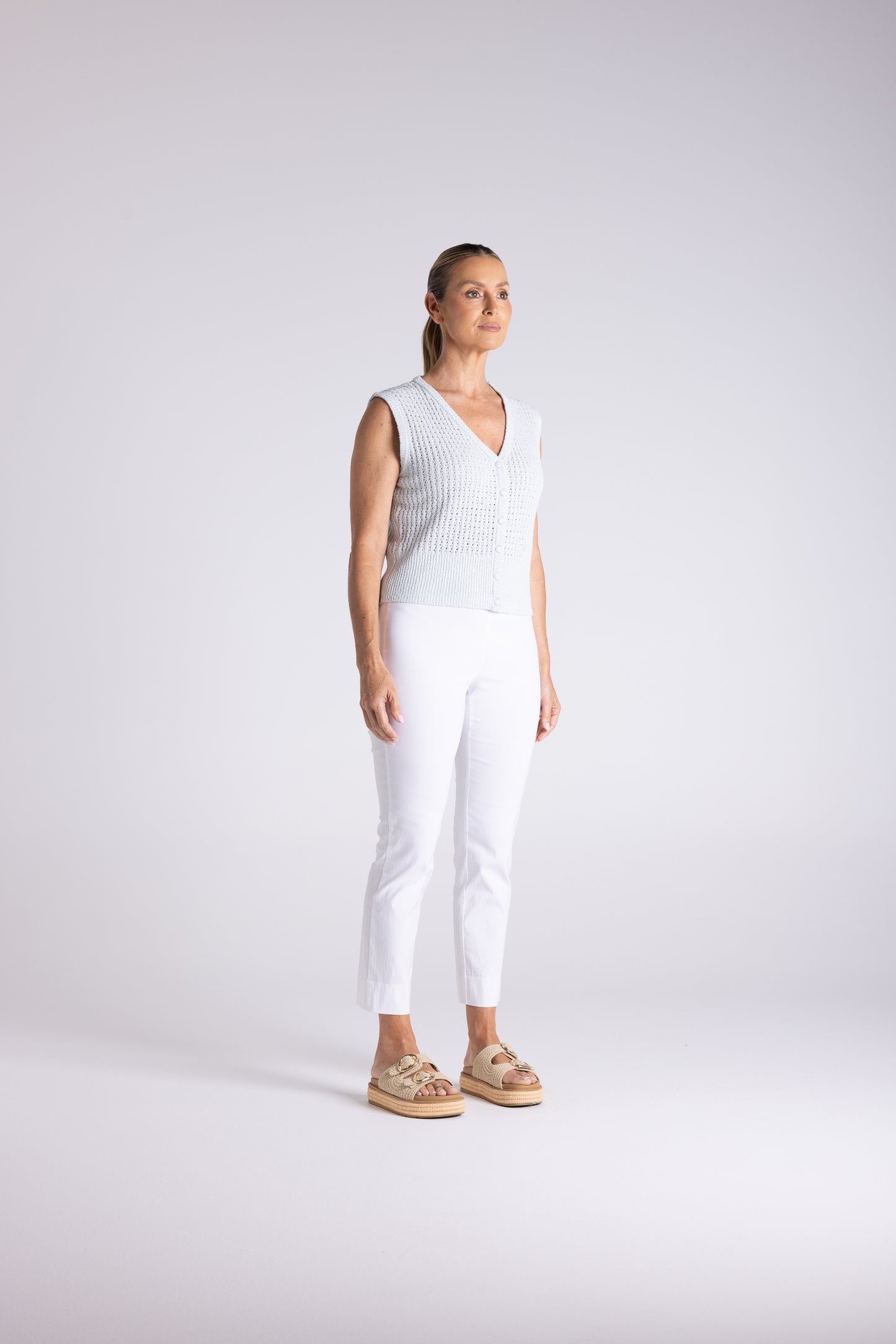 Two T's Boucle Knitted Vest - Seafoam