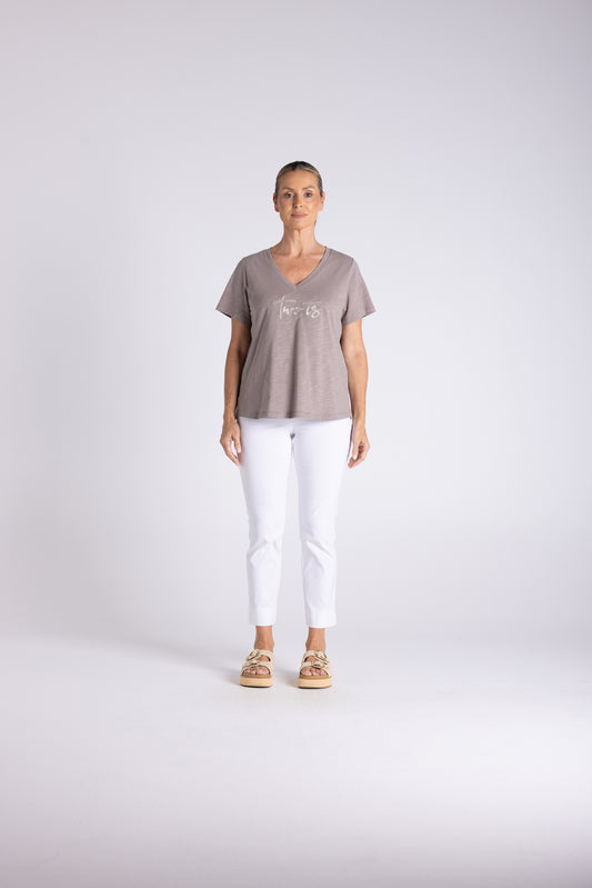 Two T's Embroidered Logo Tee - Dove