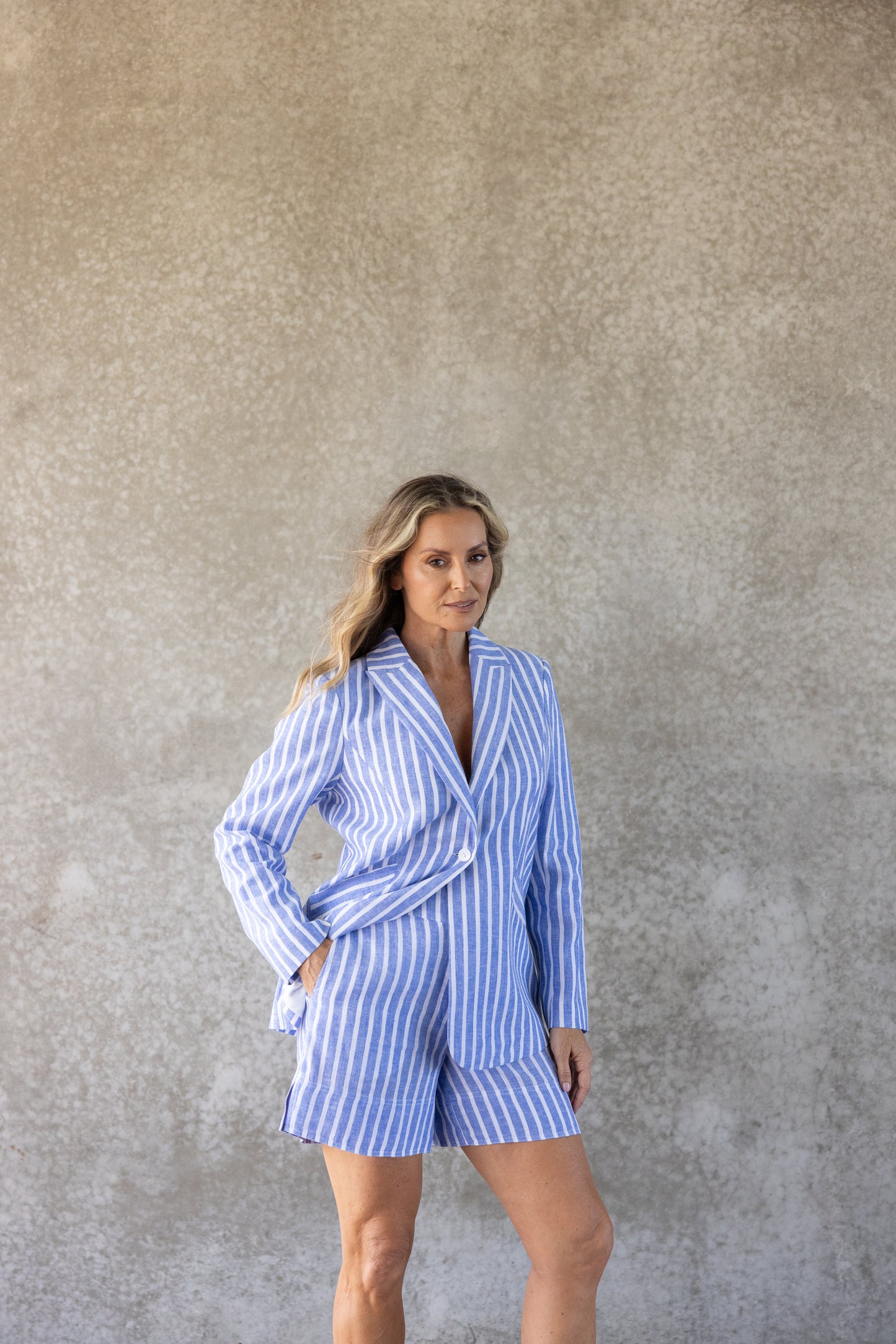 Two T's Amelia Stripe Blazer - Blue/White