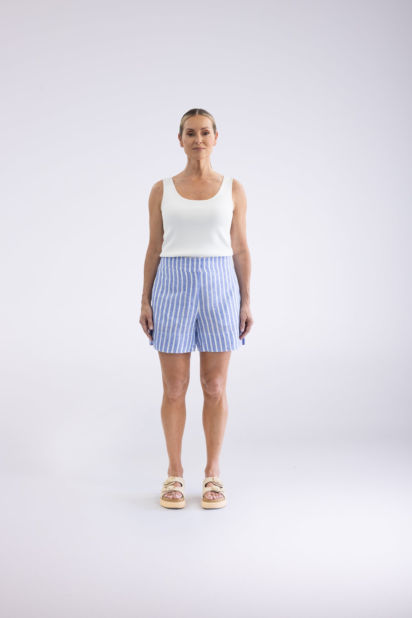 Two T's Amelia Short - Cornflower Blue/White