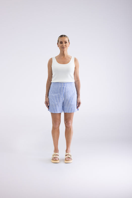 Two T's Amelia Short - Cornflower Blue/White