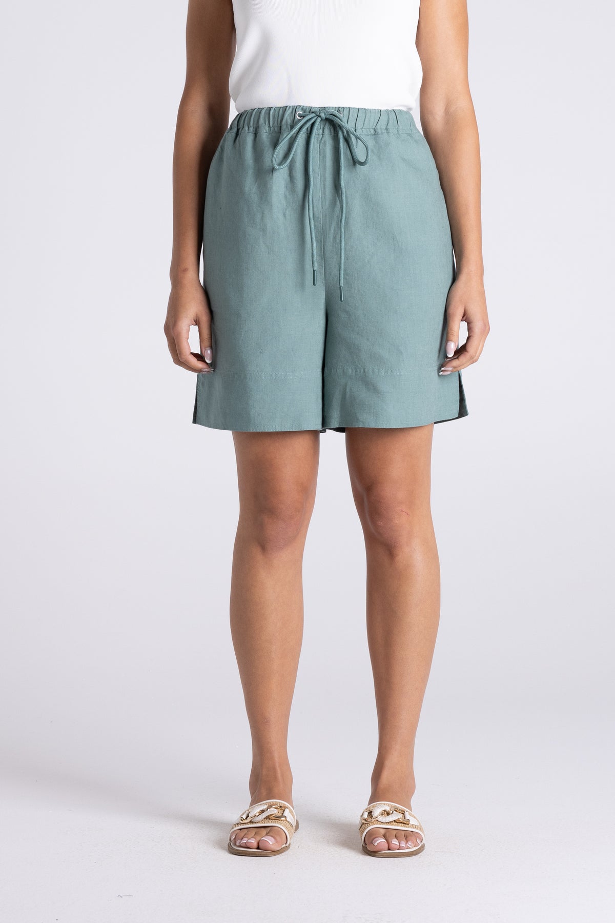 Two T's Asher Linen Short - Frosted Fern