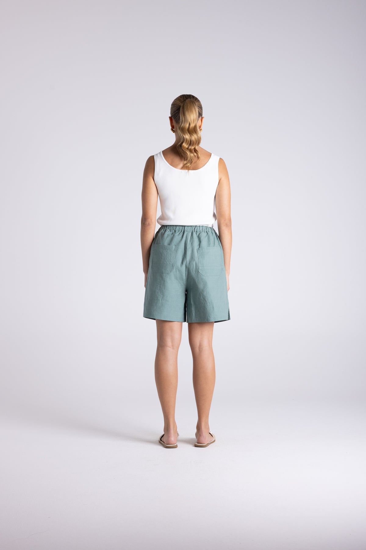 Two T's Asher Linen Short - Frosted Fern