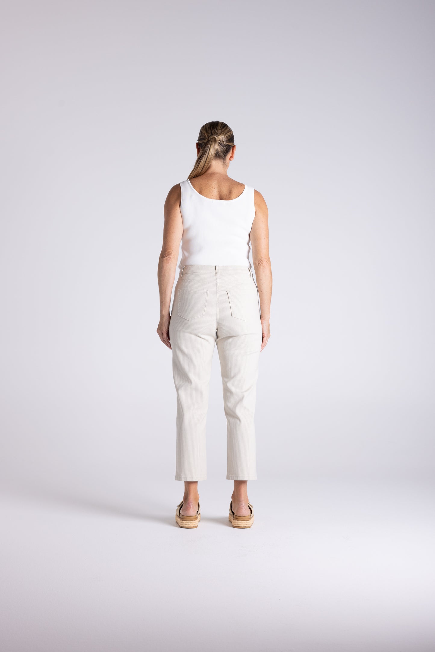 Two T's Mini Stripe Jean - Straw/White