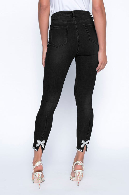 Frank Lyman Pearl Detail Jeans - Black