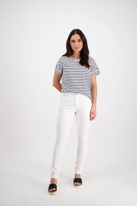 Vassalli Basket Weave Pocket Jeans - White
