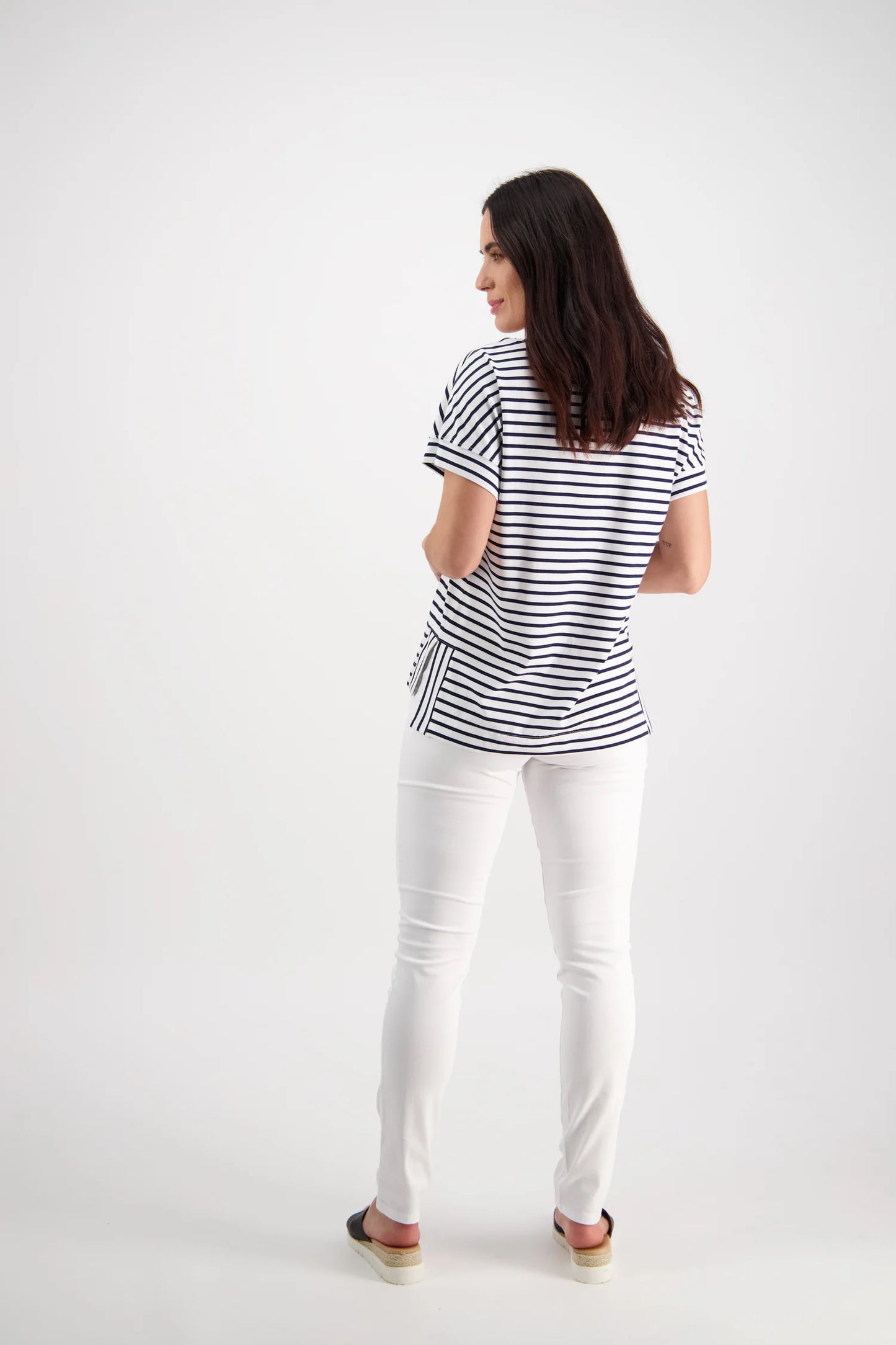 Vassalli Basket Weave Pocket Jeans - White