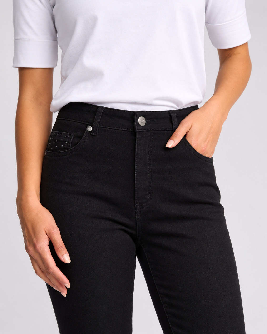 Vassalli Rhinestone Pocket Jean - Black